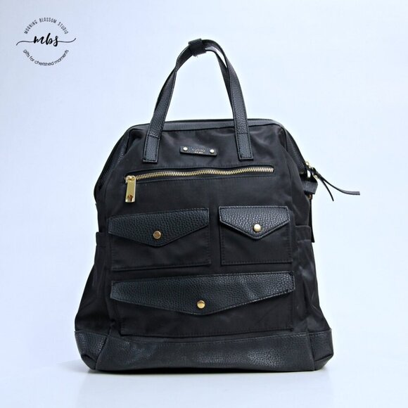 Tutilo New York Tech Padded Pocket Structured Opening Tote Backpack Black‎ main image 9